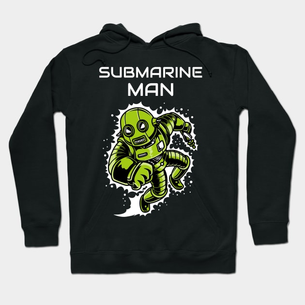 Running Super Hero Submarine Man Design Hoodie by New East 